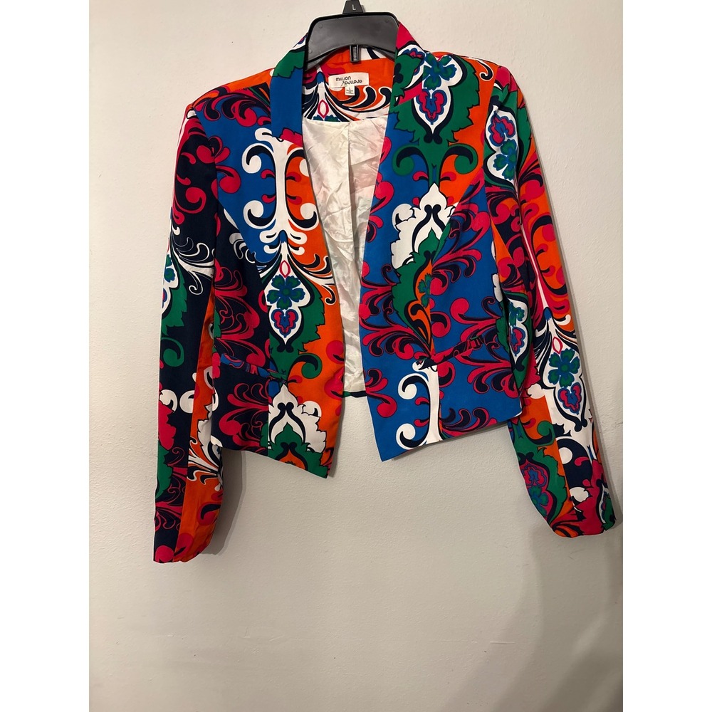 Million Boutique Cropped Blazer Women Large Multicolor Excellent Paisley Baroque